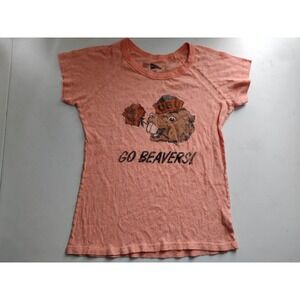 Distant Replays Oregon State Beavers OSU Graphic T-Shirt Orange Womens Medium